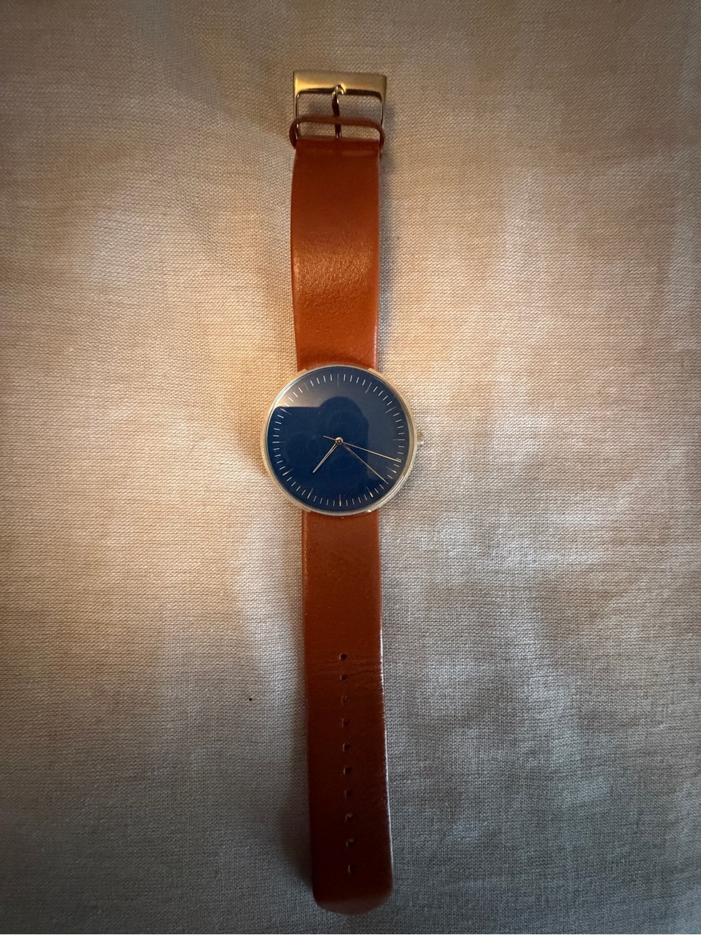 Fossil men’s Brown Leather Watch with Blue Dial